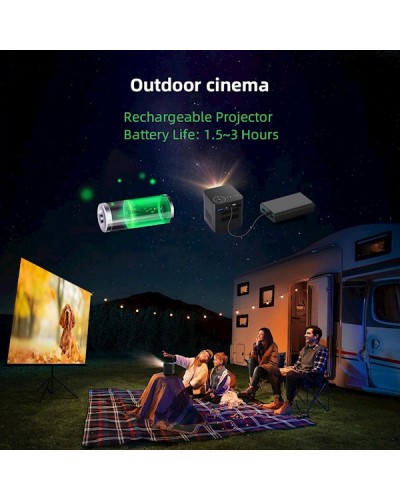 პროექტორი BYINTEK P19 3D Mini Portable Smart Projector, LED DLP, Supported 4K, Android 9.0, 350 ANSI lumens, BT5.0, WiFi, Black