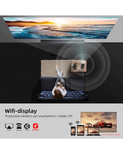 პროექტორი BYINTEK P19 3D Mini Portable Smart Projector, LED DLP, Supported 4K, Android 9.0, 350 ANSI lumens, BT5.0, WiFi, Black