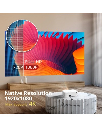 პროექტორი BYINTEK K45 Smart Home Theater Projector, FHD, Support 4K, Android 9.0, LCD, LED, 700 ANSI lumens, WiFi, BT4.0, White