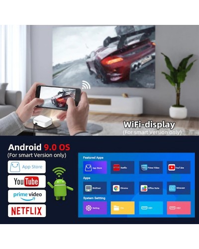 პროექტორი BYINTEK K45 Smart Home Theater Projector, FHD, Support 4K, Android 9.0, LCD, LED, 700 ANSI lumens, WiFi, BT4.0, White