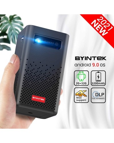 პროექტორი BYINTEK P20 Update Mini Smart DLP Projector WIFI Android 9.0 OS Bluetooth 5.0 1080P Supported Wireless Mirroring Built-in Battery 3D Outdoor Travel Cinema