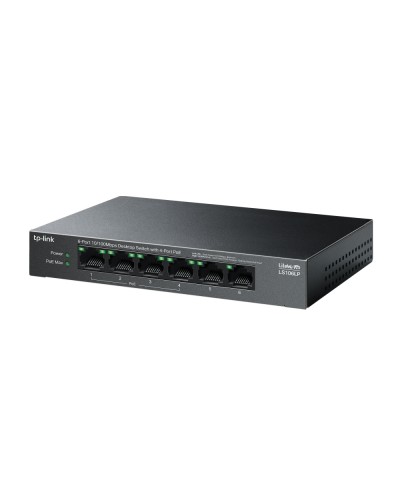 ქსელის გამანაწილებელი LS106LP, TP-Link, 6-Port 10/100Mbps Desktop Switch with 4-Port PoE, 41 W