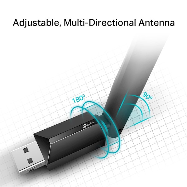WI-FI ადაპტერი TP-Link Archer T2U Plus, AC600 Wireless Dual Band USB Adapter Black
