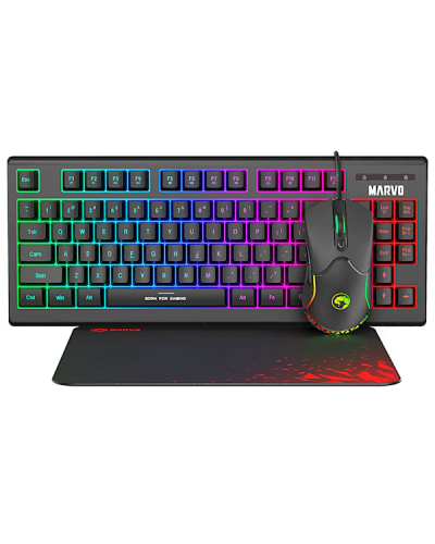 კლავიატურა + მაუსი + პადი Marvo CM310, Wired, USB, Gaming Keyboard, Black