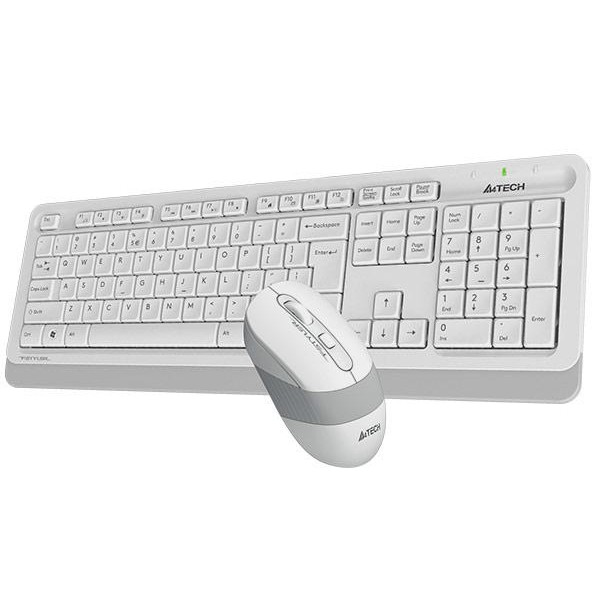 კლავიატურა და მაუსი A4tech FG1010S Fstyler Wireless Combo Set (FGK10+FG10S) Mouse Silent click, USB (White) (US+Russian)