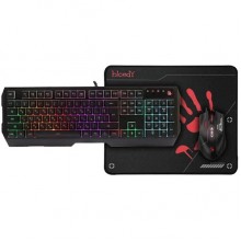 კლავიატურა და მაუსი Bloody B1700 Bundle Set (B140N+ES7+BP-50M) USB (Esports Black) (US+Russian)
