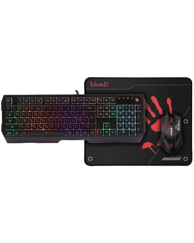 კლავიატურა და მაუსი Bloody B1700 Bundle Set (B140N+ES7+BP-50M) USB (Esports Black) (US+Russian)