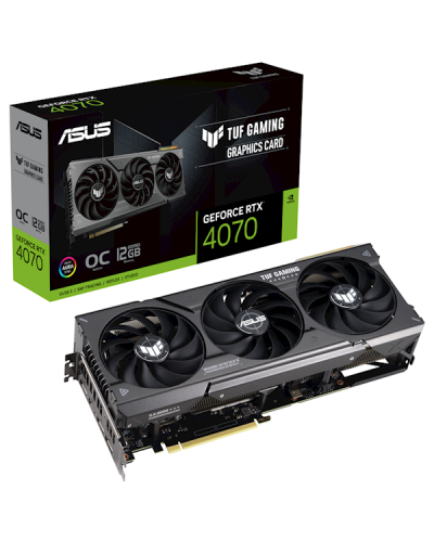 ვიდეო დაფა Asus TUF-RTX4070-O12G-GAMING, Gaming GeForce RTX4070 OC, 12GB, 192bit, HDMI, DP, Black