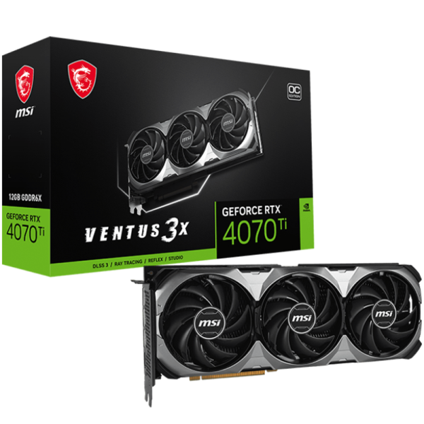 ვიდეო დაფა MSI RTX 4070 Ti VENTUS 3X 12G OC 912-V513-423 12GB GDDR6X 192-bit